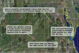 Federal law enforcement agencies track Cheney’s movements by satellite.